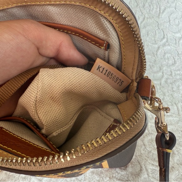 Dooney & Bourke Monogram Domed Brown and Tan Crossbody Bag - Picture 13 of 13